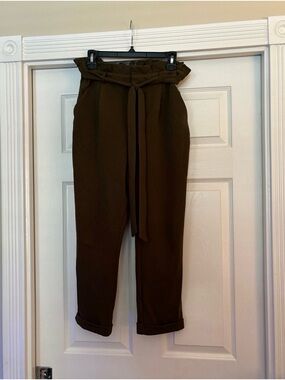 No Boundaries Brown Paperbag Waist Tapered Trousers